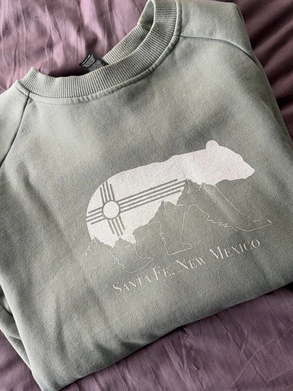 Santa Fe New Mexico Green Graphic Crewneck Sweatshirt size S